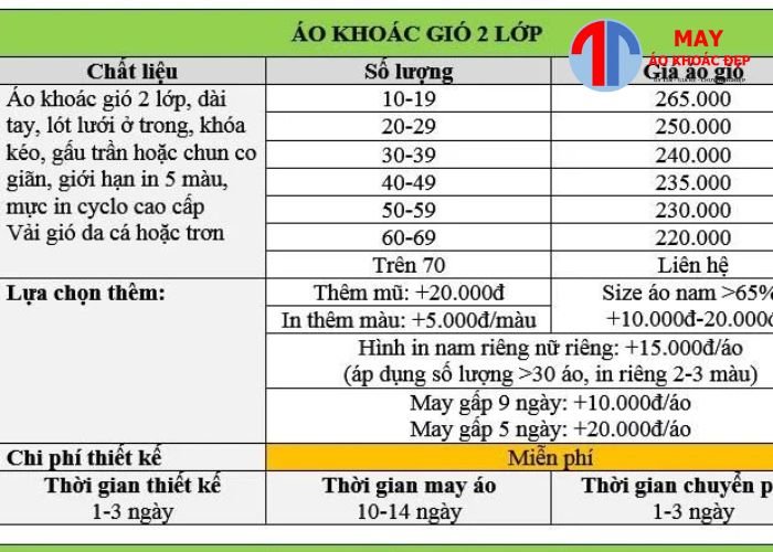 may áo khoác đồng phục giá rẻ
