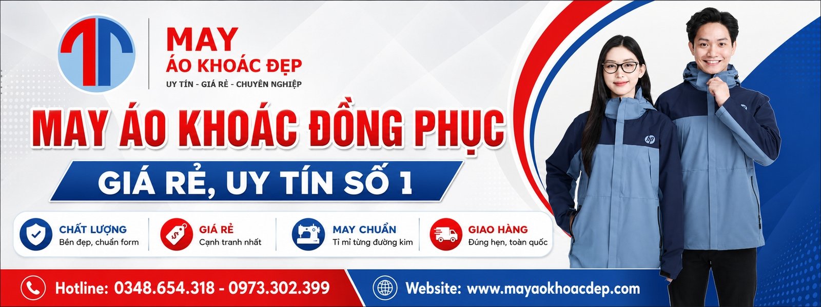 Banner may áo khoác đồng phục