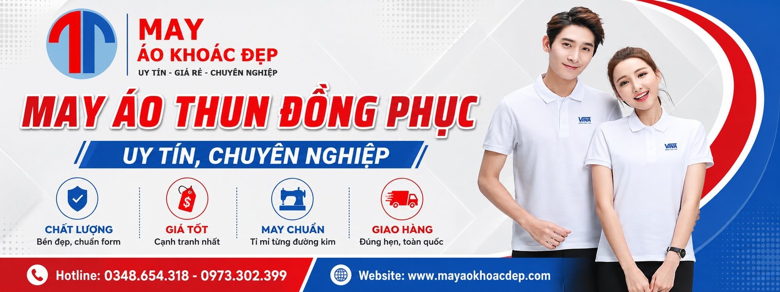 Banner may áo thun đồng phục