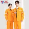 Đồng phục bảo hộ lao động màu cam vàng phối phản quang bạc