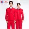 Đồng phục bảo hộ lao động màu đỏ tươi phối xám bạc