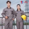 Đồng phục bảo hộ lao động màu xám ghi phối nâu đậm