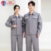 Đồng phục bảo hộ lao động màu xám ghi phối phản quang bạc