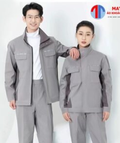 Đồng phục bảo hộ lao động màu xám ghi phối xám đậm