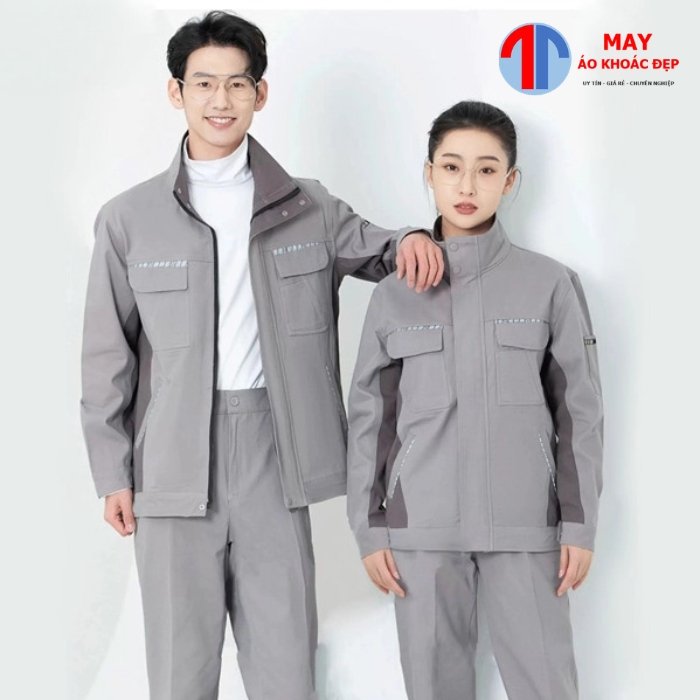 Đồng phục bảo hộ lao động màu xám ghi phối xám đậm Đồng phục bảo hộ lao động màu xám ghi phối xám đậm