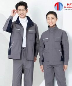Đồng phục bảo hộ lao động màu xám ghi phối xanh navy