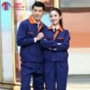 Đồng phục bảo hộ lao động màu xanh dương đậm phối cam