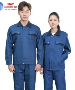 Đồng phục bảo hộ lao động màu xanh dương đậm phối xanh navy