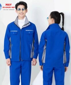 Đồng phục bảo hộ lao động màu xanh dương phối xám ghi