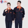 Đồng phục bảo hộ lao động màu xanh navy phối cam