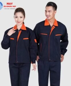 Đồng phục bảo hộ lao động màu xanh navy phối cam